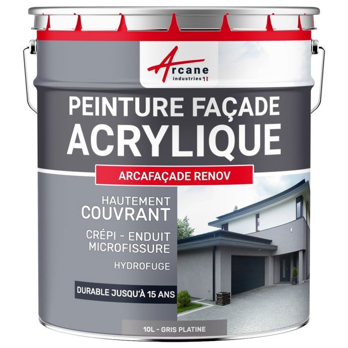 Peinture Hydrofuge Façade - Gris Taupe (Ral 7036) - 10L (+ ou - 60m² en 1  couche) - Achat / Vente peinture - vernis Peinture Étanche Façade - -  Cdiscount