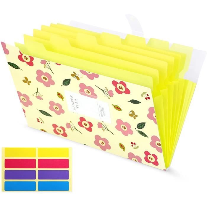 Lot De 4 Trieurs Documents A4 Extensibles - 5 Compartiments, Étiquettes Colorées, Porte-dossiers Bureau Maison (Couleurs Vives)