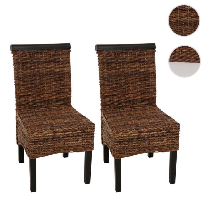 Lot de 2 chaises M45 banane tressée 47x54x93cm ~ pieds foncés sans coussin