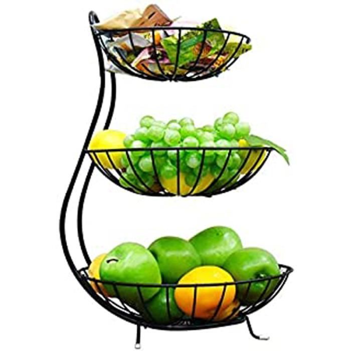 3 etages gateau aux fruits de pied corbeille de fruits en metal bol de fruits avec des pieds antiderapants noirs pour plusieurs sur cdiscount maison