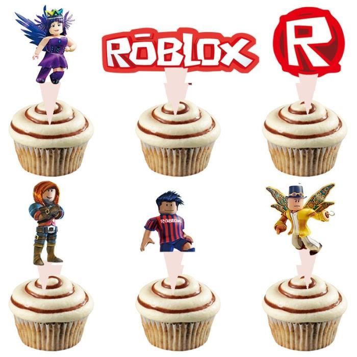 Cake Topper 24pcs Roblox Decoration Theme Robot Anniversaire Ensemble De Vaisselle Assiette En Papier Tasse Paille Fournitur Cdiscount Maison
