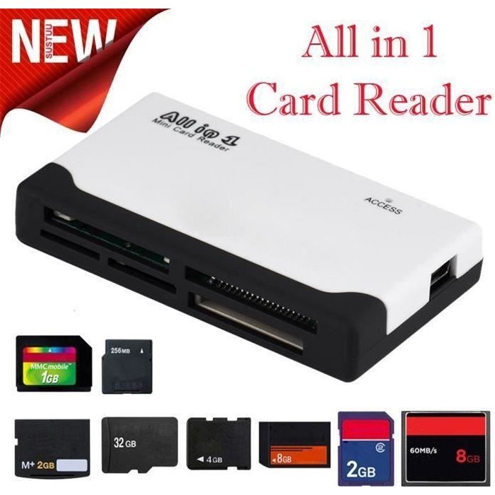 Tous en 1 multi lecteur de carte mémoire USB pour SD SDHC Mini Micro M2 MMC XD CF MS lecteur de cartes 214 bes27706