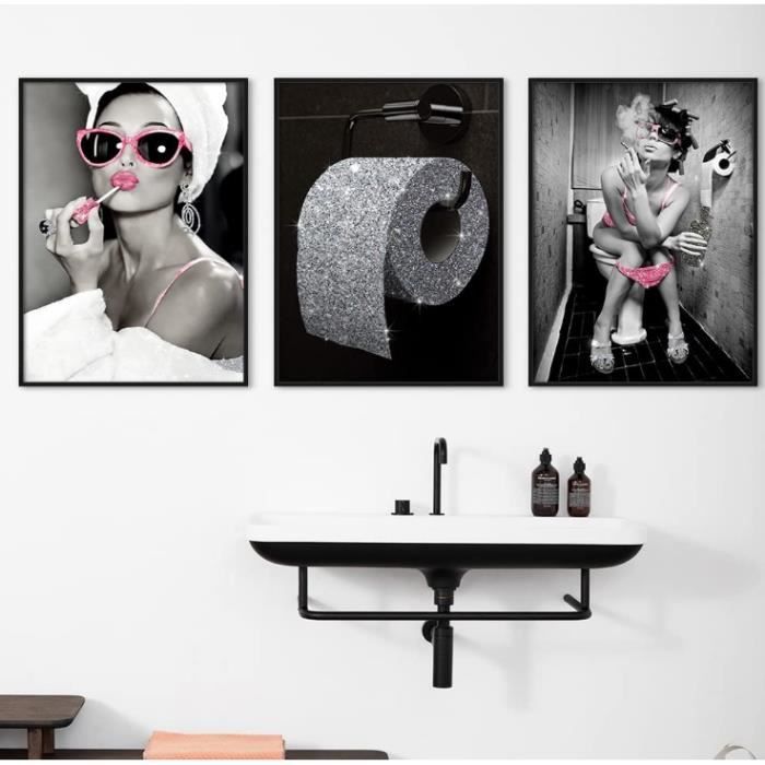 Poster Toilettes Noir et Blanc - Décoration Murale Unique