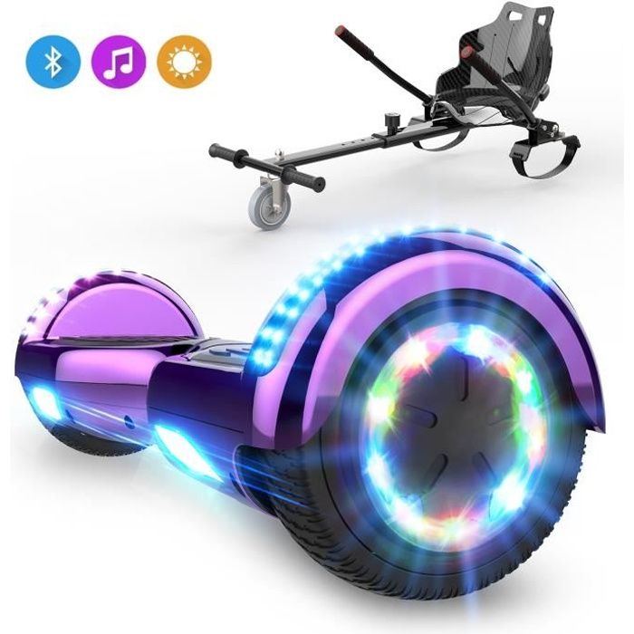 Cool Fun Hoverboard 6 5 Pouces Gyropode Overboard Smart Scooter Bluetooth Et Pneu A Led De Couleur Violet Hoverkart Kitkart Noir Cdiscount Auto