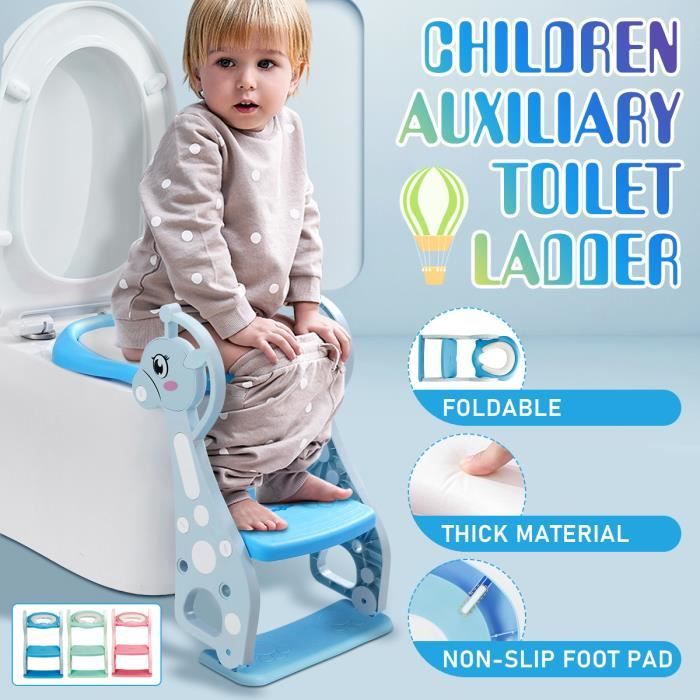 Réducteur WC Siège De Toilette Bébé Enfant Echelle Pliable Réglable avec  Marches Larges - Lunette de Toilette Confortable BLEU VERT - Cdiscount  Puériculture & Eveil bébé