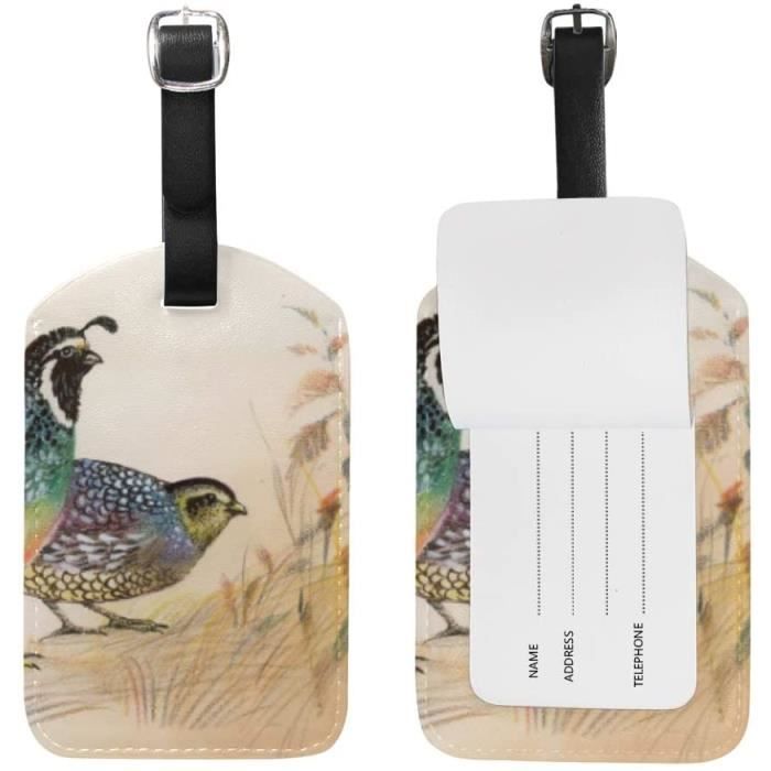 Étiquettes De Bagage En PU Noir - Motif Chat - Pour Valise, Sac De Voyage - Personnalisation Identification