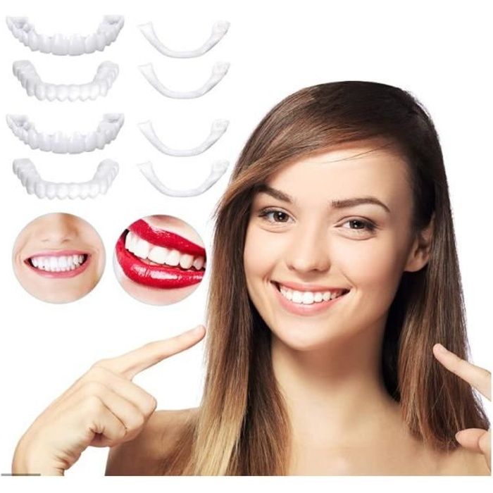 2 Paires Prothèse Dentaire Cosmétique,Fausse Dent Naturel a Poser, Dentier Sourire Parfait