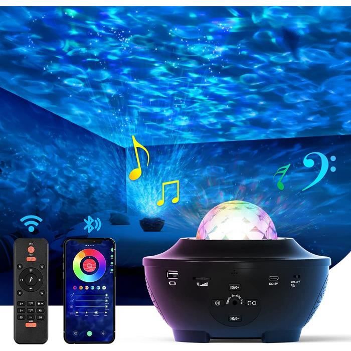 Projecteur Ciel étoilé Aurora 6 En 1 - Bluetooth, Bruits Blancs, Télécommande, Pour Chambre Et Soirées