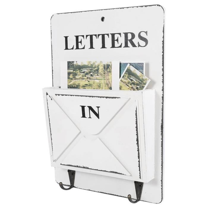 Porte-lettres En Bois 3 Compartiments Avec Tiroir - Rangement Bureau Courrier, Style Rétro, 29x17cm