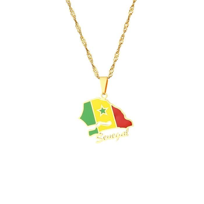 Pendentif Carte Sénégal Plaqué Or