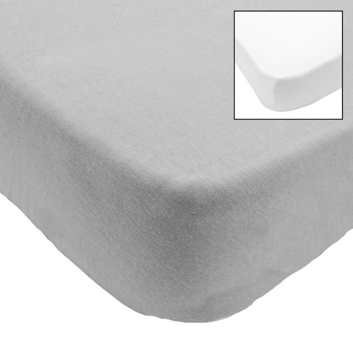 BABYCALIN Lot de 2 draps housse 60x120 cm Blanc/gris