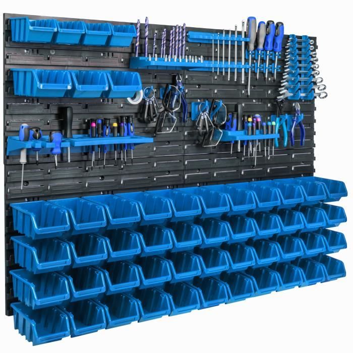 Boîte de rangement - BOTLE - 115x78cm - Couleur bleu - Plastique - 51 Boîtes Étagère murale