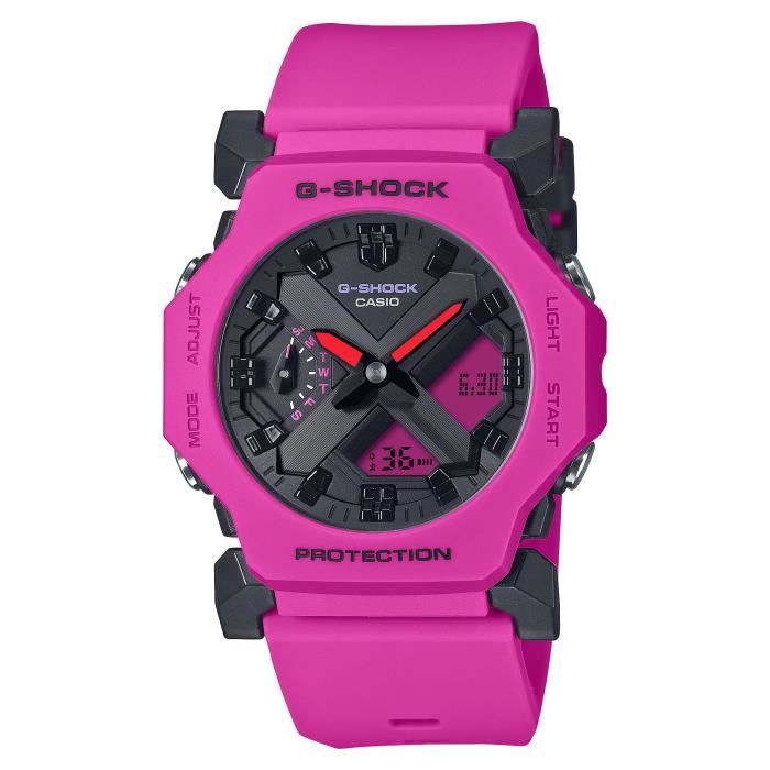 Casio GA-2300-4AER Montre femme rose - Étanche 20 ATM double affichage bracelet plastique