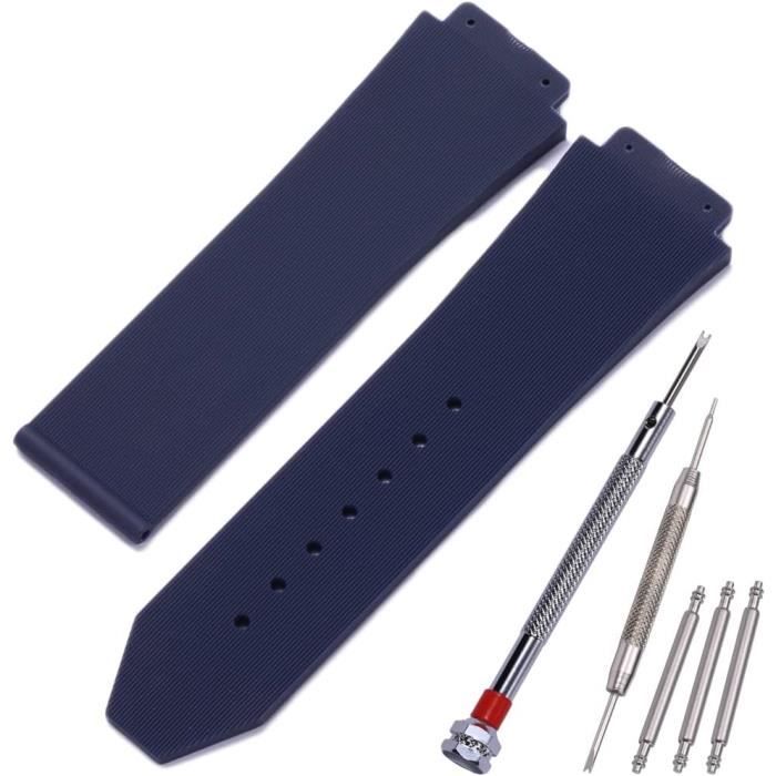 Bracelet De Montre En Caoutchouc Silicone - Extrémités Incurvées, Boucle Déployante - 18, 20, 22 Mm - Pour Homme Et Femme