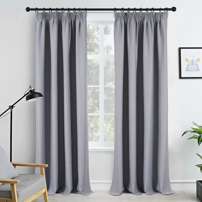 DWCN Rideau Thermique Occultant Gris 132x215cm - Isolant Froid Chaleur Double Couche 1 Pièce