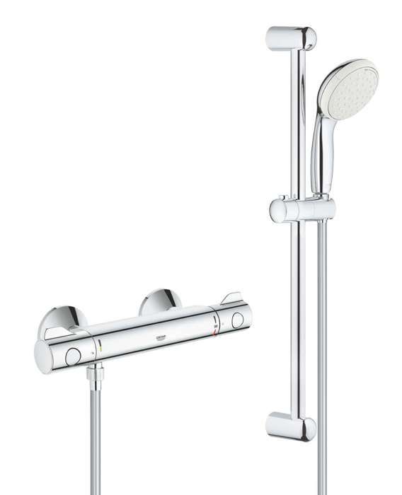 Grohe Mitigeur thermostatique 1/2" Grohtherm 800 avec ensemble de douche 2 jets