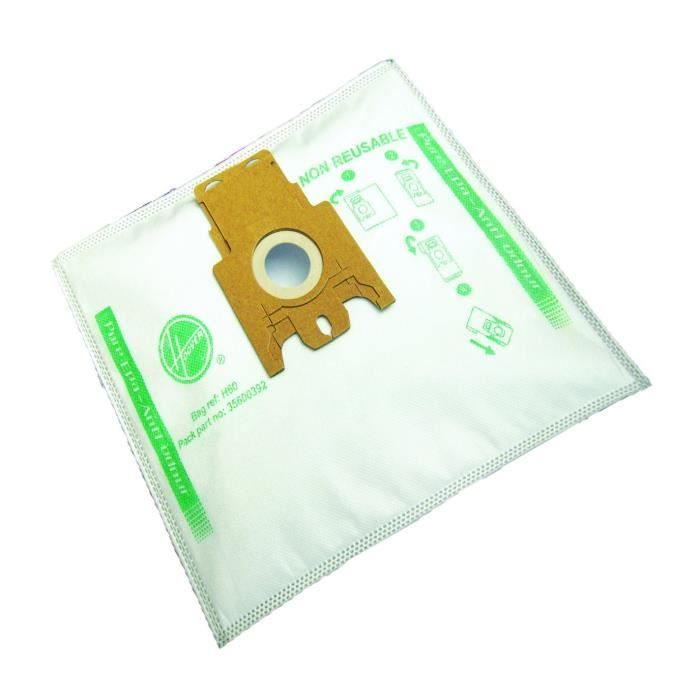 Sac Aspirateur Hoover H60 Freemotion Anti-odeur - Lot de 4 Sacs en Microfibre EPA - Hoover