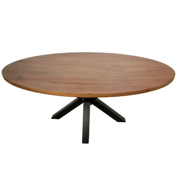 table de salle à manger ovale regina, a une longueur de 220 cm et une largeur de 110 cm. fabriquée en bois de manguier massif ave...