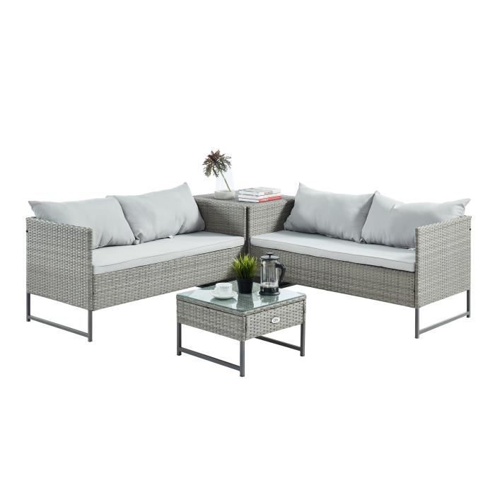 Salon De Jardin En Resine Tressee 4 Places Tela Achat Vente