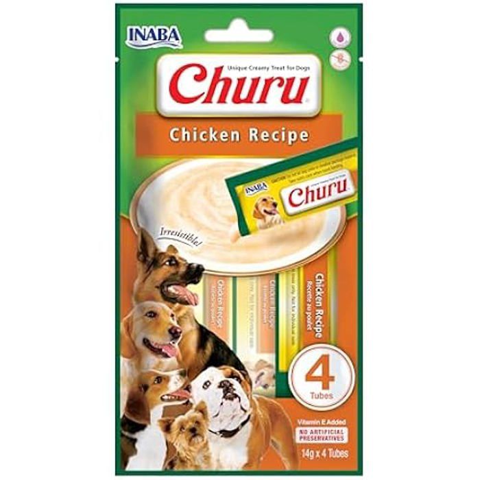 Comparer les prix de INABA Churu Liquid Dog Treats Cream with Chicken – 56 g