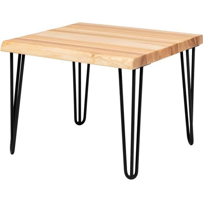 lamo manufaktur table basse en bois - industriel - salon - 60x60x47cm - frêne naturel - pieds métal noir - modèle creative
