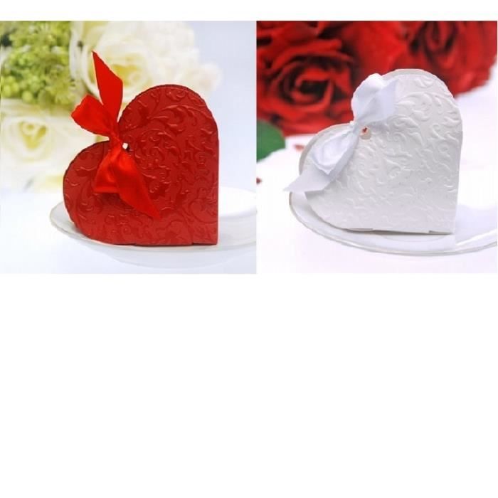Lot 100 Boites A Dragees Dragee Mariage Ceremonie Coeur Rouge