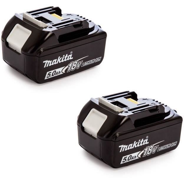 Pack 2 batteries 18V de 5,0 Ah Li-ion MAKITA - 197624-2 (Chargeur + coffret  Makpac) - Cdiscount Bricolage