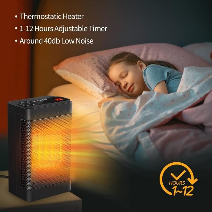 Chauffage D'Appoint, Chauffage Électrique 750-1500 W Avec Thermostat De