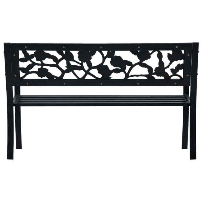 Banc de jardin - MOTHINESSTO - Modèle lY4427 - Acier noir - Dossier en plastique - 2 personnes