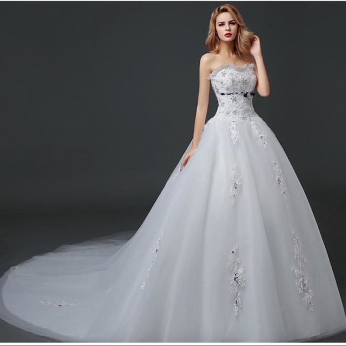Europe Et Amerique Elegant Mariage Blanc Tube Top Mariee Princesse Reve De Luxe Trailing Robe De Mariage Beige 34 Beige Achat Vente Robe De Mariee Cdiscount