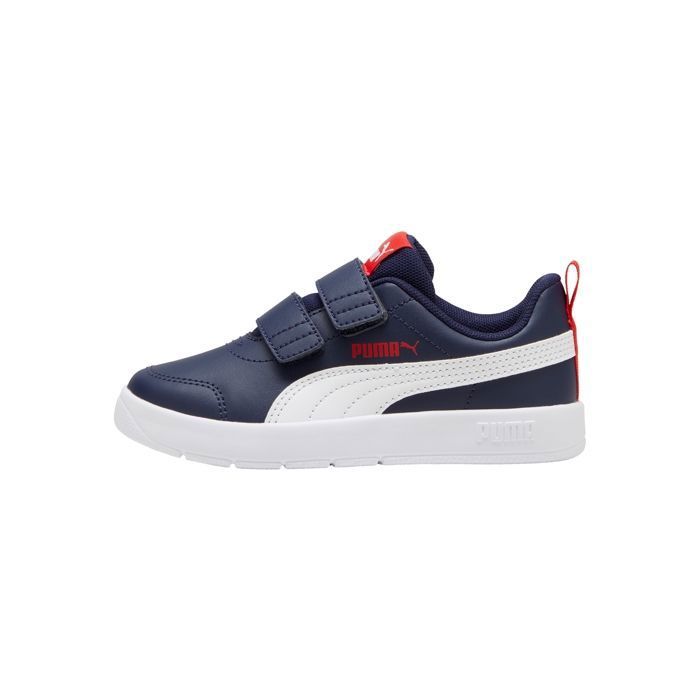 Puma Basket Basse  à Scratches Puma Courtflex V3 V PS - Puma Marine Puma Blanc Rouge