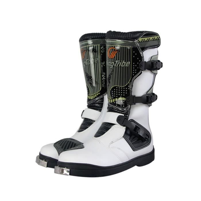 Bottes Moto Homme/femme – Cuir Respirant, Protection CE, Semelle Antidérapante, Fermeture Zip/scratch
