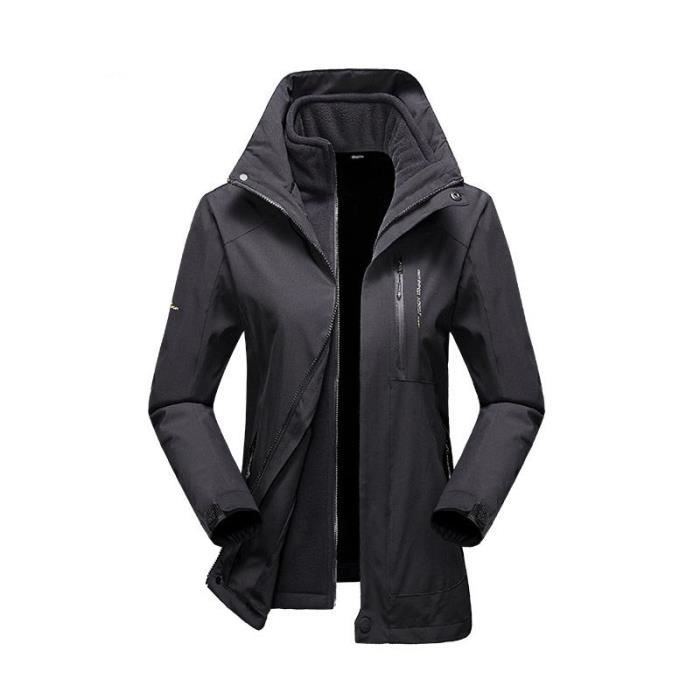 Veste De Ski 3 En 1 Wantdo Pour Femme - Imperméable, Coupe-vent, Doublure Amovible - Noir, Taille XL - Manteau D'hiver Chaud