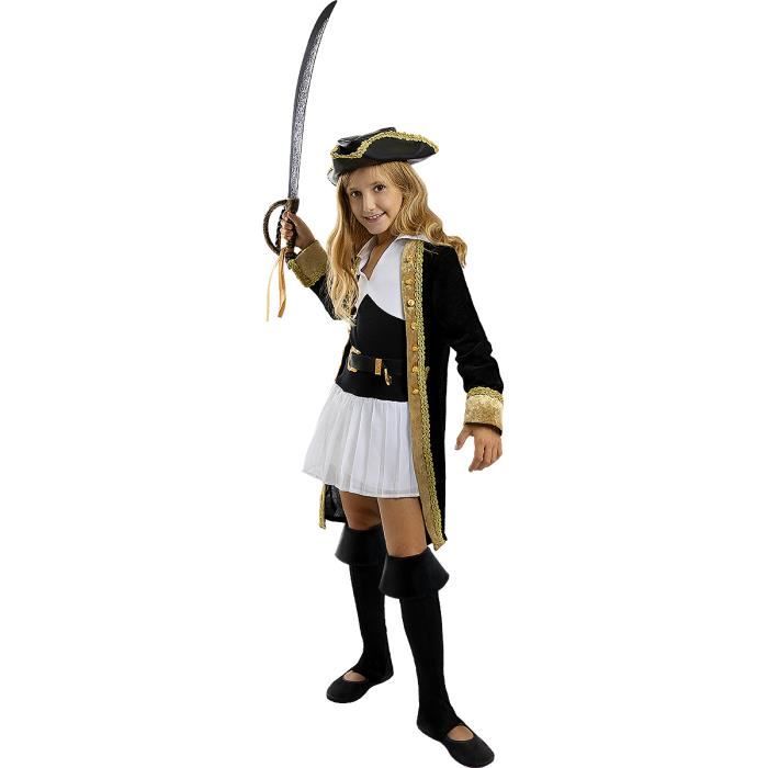 Déguisement Pirate Deluxe Fille – Robe, Veste, Chapeau, Ceinture Et Surbottes – Taille 10-12 Ans – Funidelia