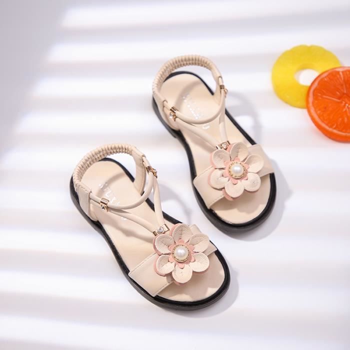 Sandales Été Fille 25-36 EU - Respirantes Et Antidérapantes - Rose Beige - Pour Plage Et Ville