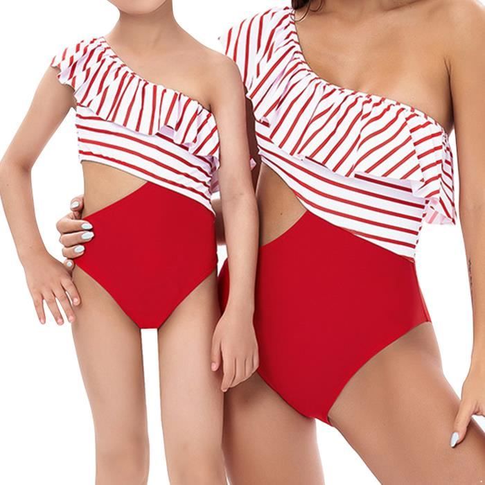 IEFIEL Mère et Fille Maillot de Bain 1 Pièce Tankini Femme Parent Enfant  Costumes de Natation Vintage S-XL 2-12 Ans Écailles rose - Cdiscount  Prêt-à-Porter