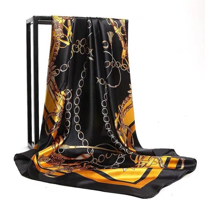 CRAZE Foulard carré en soie femmes Satin bandeau musulman Hijab