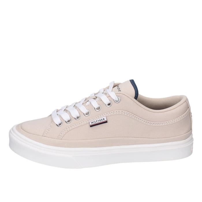 Tommy Hilfiger TOMMY HILFIGER Baskets Sneakers Homme Beige Toile BF703
