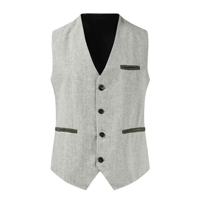 Gilet de Costume Homme Sans Manches Veste jointif Slim Fit Mariage