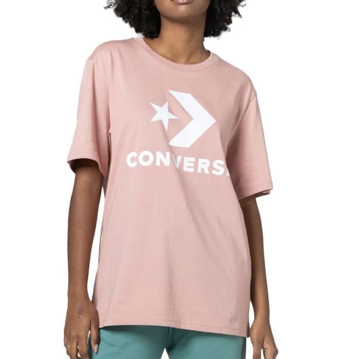 T SHIRT CONVERSE.10025458 POUR FEMME ROSE Rosa Cdiscount Pr t