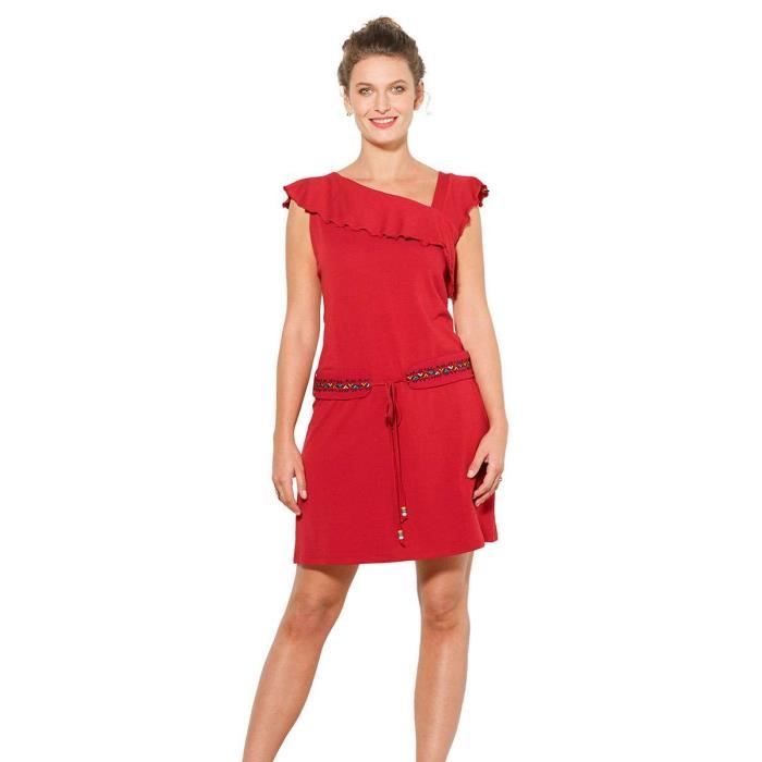 Robe courte ethnique Coline Bordeaux Cdiscount Pret a Porter