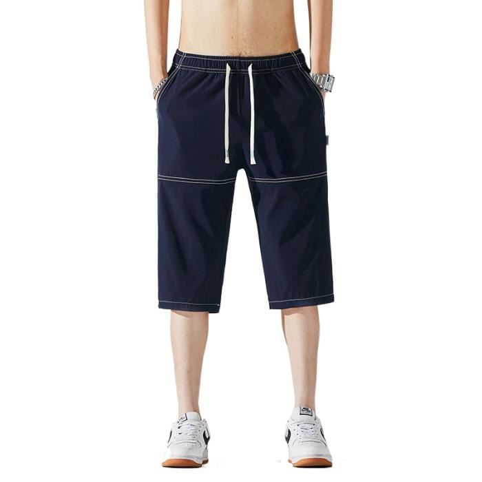 Pantalon Cargo Homme De Travail - Taille élastique, Séchage Rapide, 6 Poches, Noir 4XL