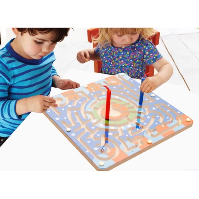 Labyrinthe de tri de couleurs magnétiques Montessori, jouets de labyrinthe de chifes, Puzzle en bois, planche d'activité, jouets à motricité Fine pour les tout-petits, garçons et filles