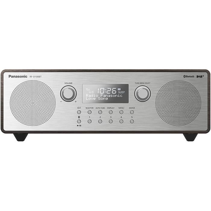 Panasonic Radio RF-D100BTEGT - DAB+/FM, Bluetooth, 10W, Son Bass Reflex - Version Française