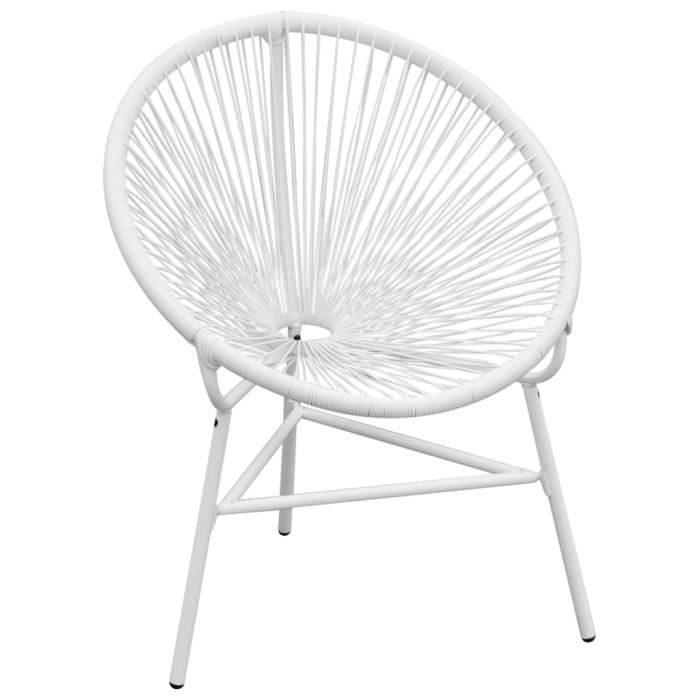Pwshymi-Chaise de jardin en corde forme de lune Résine tressée Blanc
