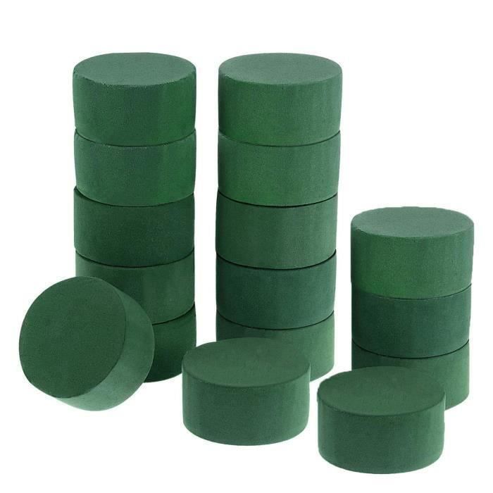 Lot de 8 pots de mousse à emboîter pour fleurs artificielles rondes - 8 x 4 cm - Pour fleurs fraîches - Vert - Pour le bricolage - Arrangement floral préféré pour