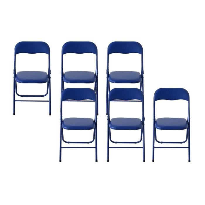 Lot De 6 Chaises Pliantes En Cuir PVC - Cadre Métal, Coussin Rembourré - Capacité 158 Kg Par Chaise - Pour Intérieur/extérieur, Fêtes - 3