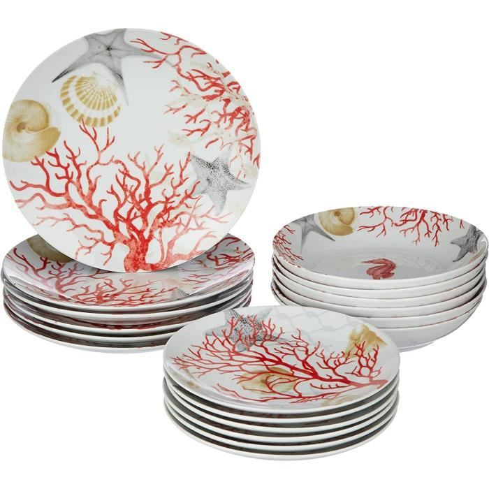 Service De Vaisselle Crazy Line Excelsa 18 Pièces - Assiettes Plates, Creuses, à Dessert, Design Coloré - 7