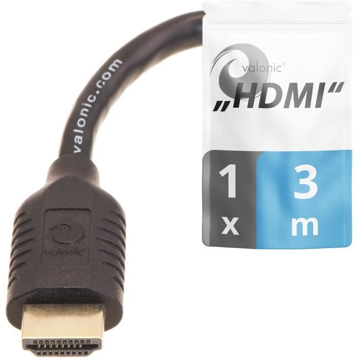 Câble HDMI Valonic 20cm - 4K, Ultra HD, Ethernet - Pour TV, PS5, PC Et Macbook