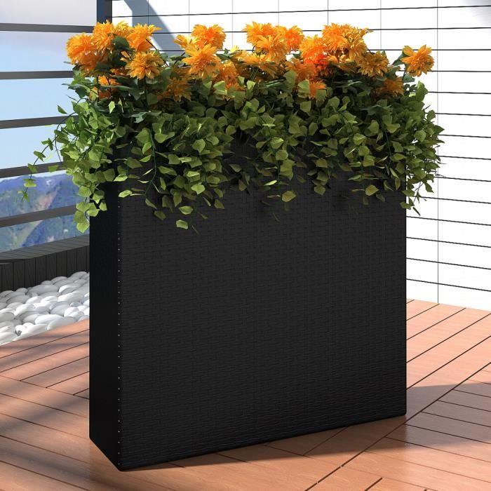 Bac Rectangle Pot De Fleurs En Rotin Noir Avec 4 Pots De Zinc Amovible Planteur De Jardin Terrasse Balcon Achat Vente Jardiniere Bac A Fleur Bac Rectangle Pot De Fleurs Cdiscount